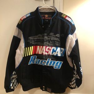 Nascar JH Design Black  Royal Cotton  Twill Jacket NWOT